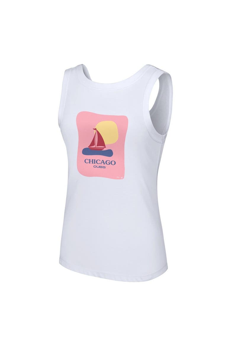 Women's Lusso Style  White Chicago Cubs Lindy Tank Top, Alternate, color, White
