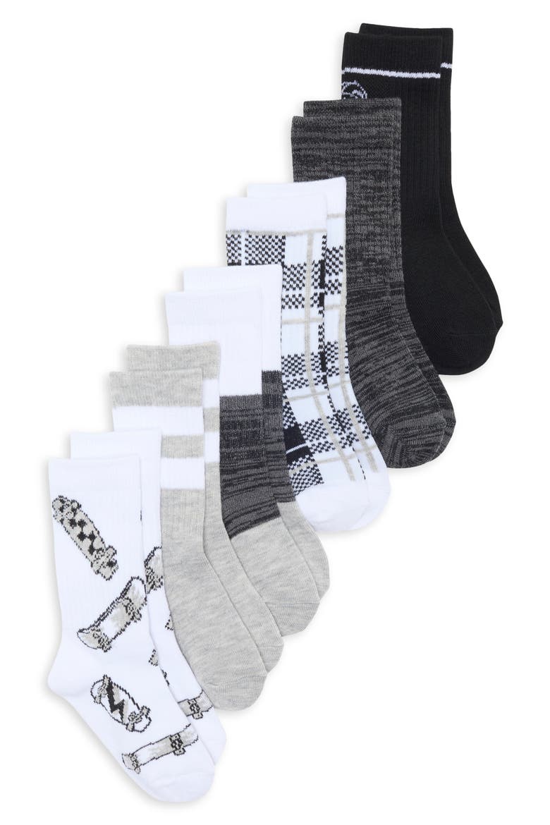 Kids' Assorted 6-Pack Novelty Crew Socks, Main, color, BLACK SKELETON SKATER PK