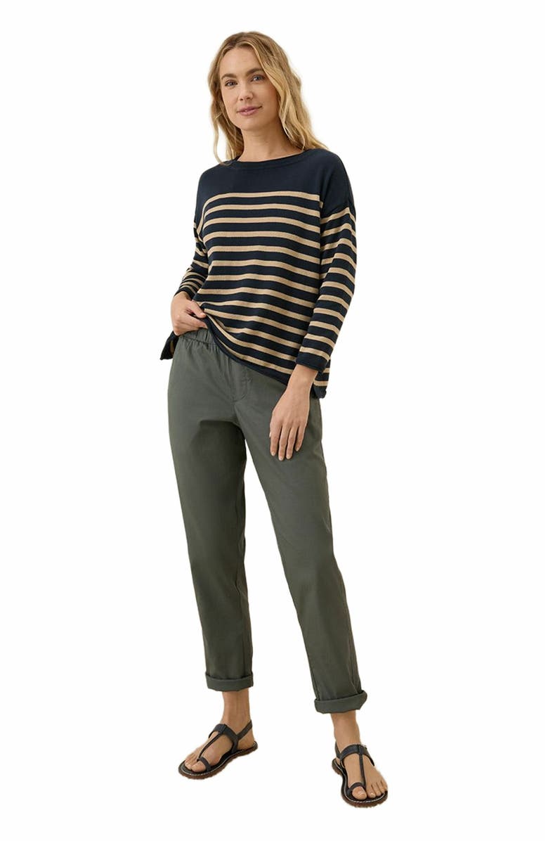 Pact Organic Cotton Classic Fine Knit Wide Neck Sweater, Alternate, color, Encinitas Stripe Midnight Blue