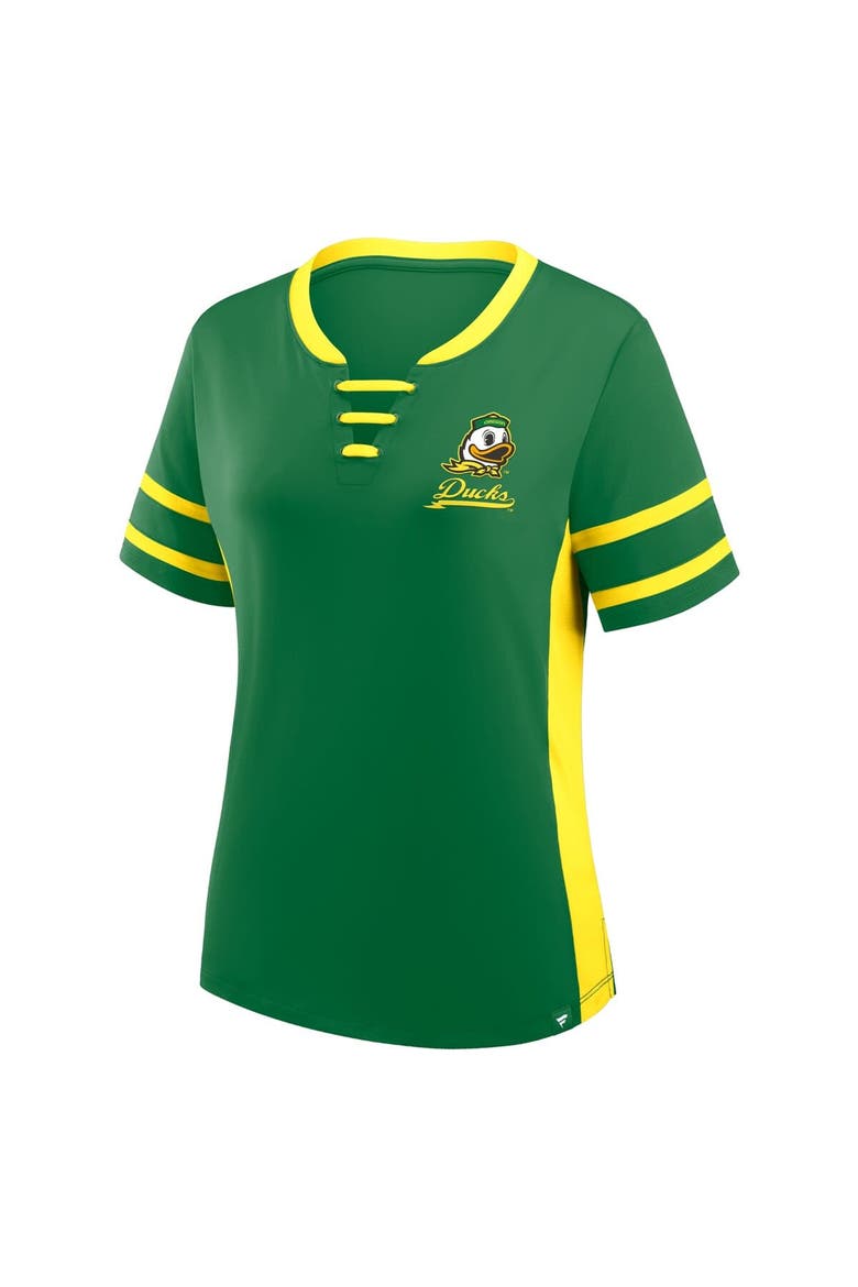 Women's Fanatics Green/Yellow Oregon Ducks Be Fearless Athena Lace-Up T-Shirt, Alternate, color, Green