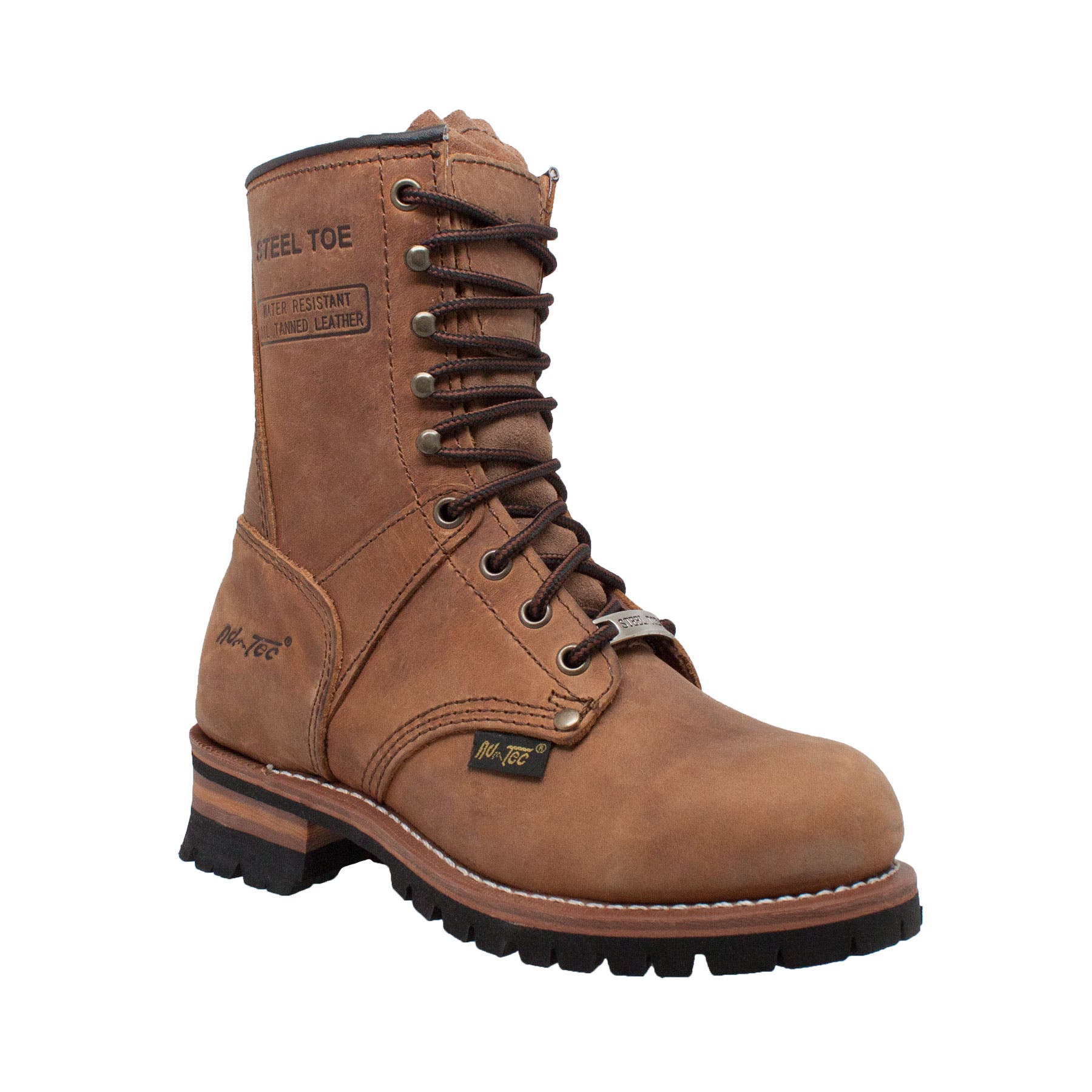 9" Steel Toe Logger Boots, Main, color, Brown