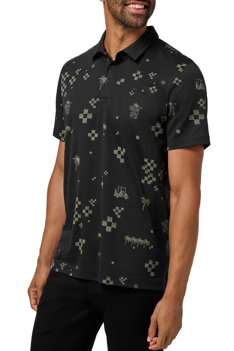 Beverage Cart Print Polo, Alternate, color, BLACK