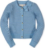 Hope & Henry Kids' Organic Tweed Stitch Bow Cardigan