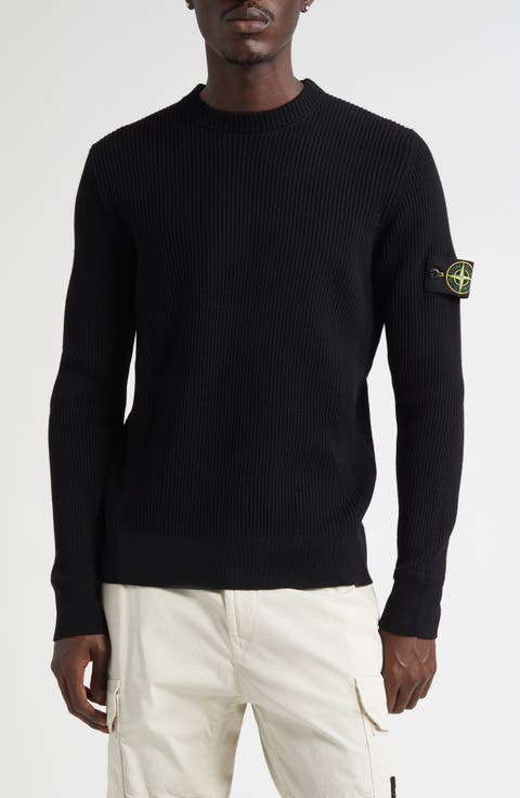 Compass Patch Rib Virgin Wool Crewneck Sweater