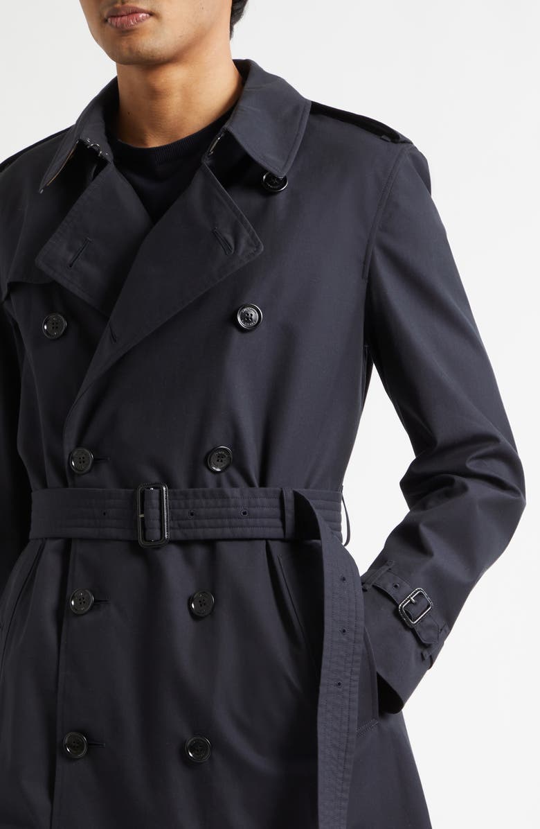 Burberry Kensington Heritage Cotton Trench Coat, Alternate, color, Midnight