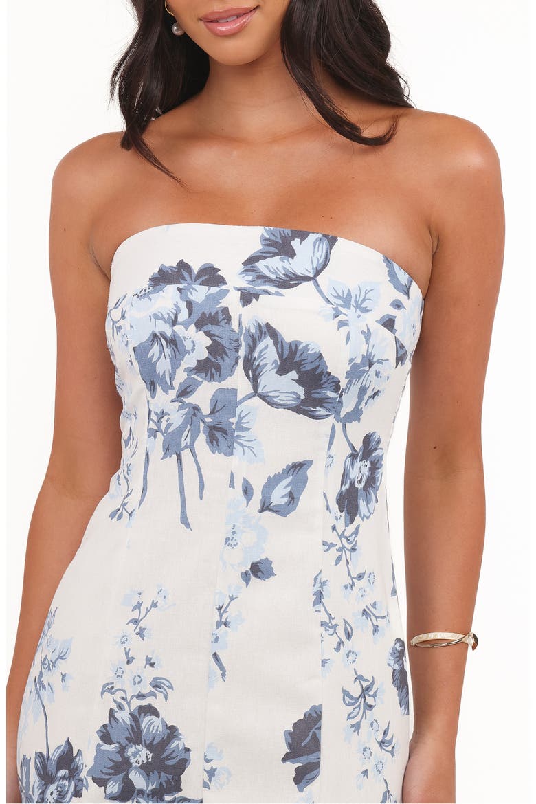 Tamira Floral Print Strapless Maxi Dress, Alternate, color, BLUE FLORAL