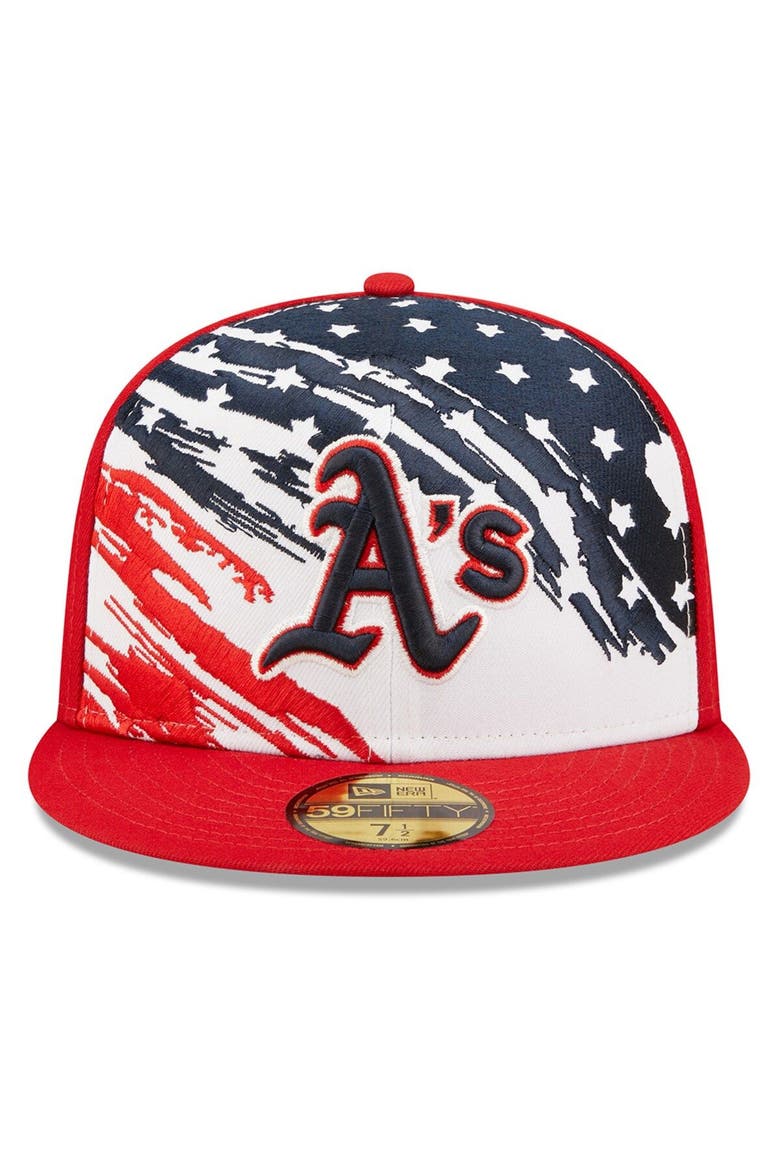Men's New Era Red Oakland Athletics 2022 4th of July On-Field 59FIFTY Fitted Hat, Alternate, color, Red