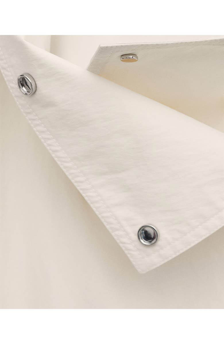 MANGO Funnel Neck Oversize Cotton Blend Trench Coat, Alternate, color, Ecru