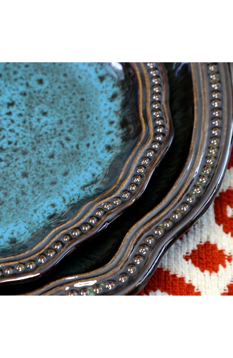 Elama Mystic Waves 16 Piece Dinnerware Set, Alternate, color, Red