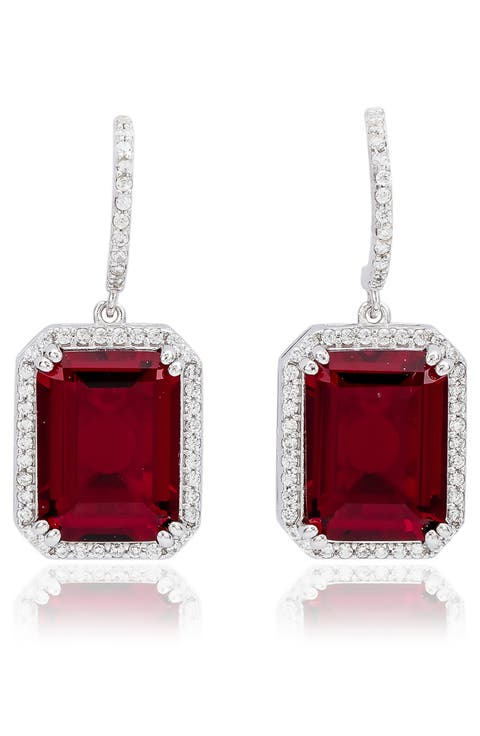 Cubic Zirconia Halo Drop Earrings
