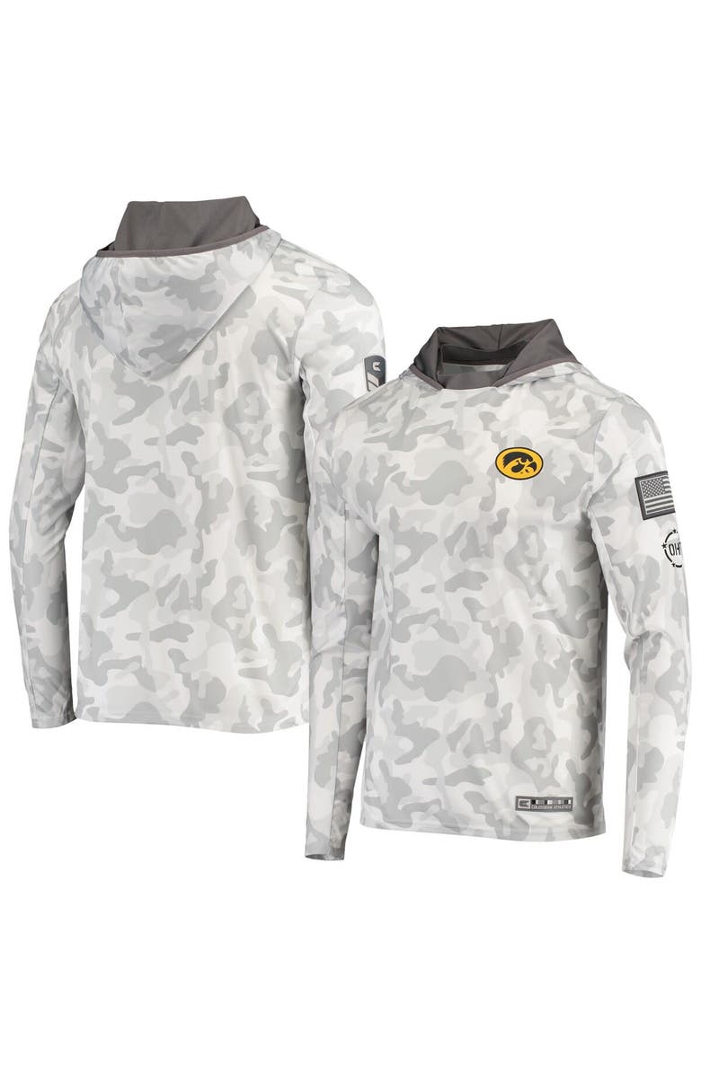 COLOSSEUM Men's Colosseum Arctic Camo Iowa Hawkeyes OHT Military Appreciation Long Sleeve Hoodie Top, Main, color, Arctic Camo
