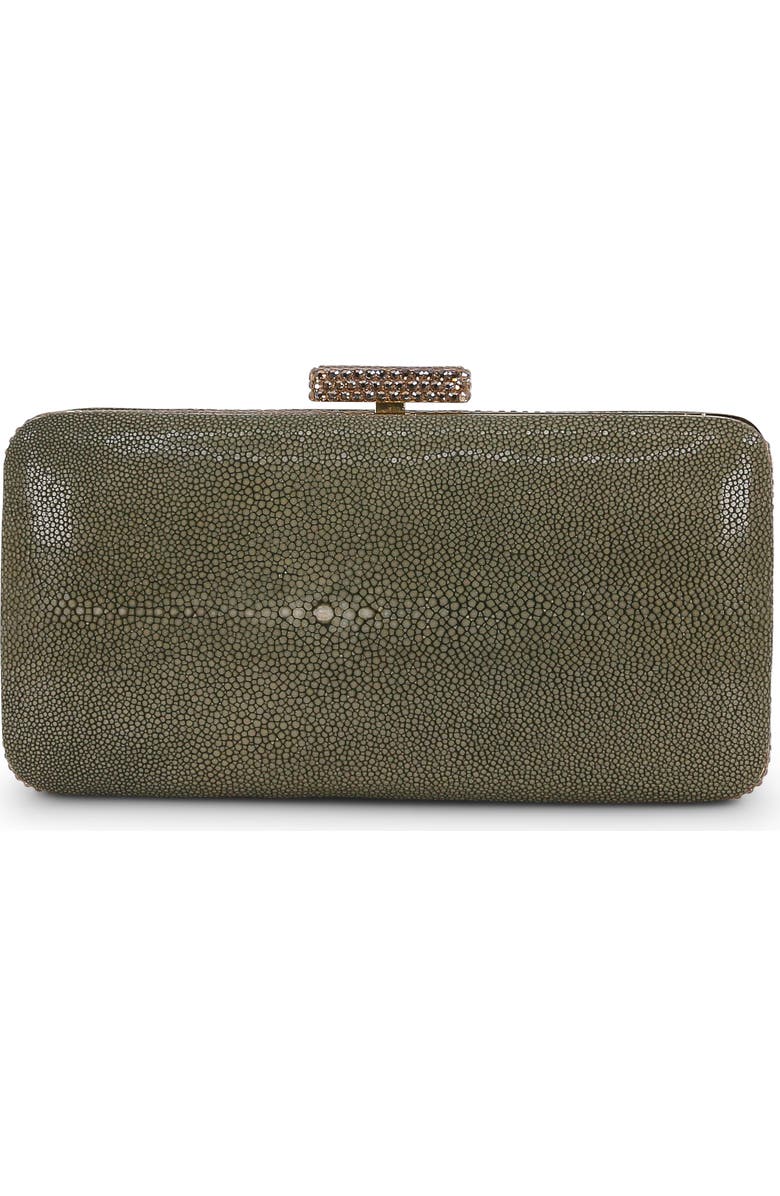 BADGLEY MISCHKA Evelyn Stingray Leather Minaudiere, Main, color, Olivine