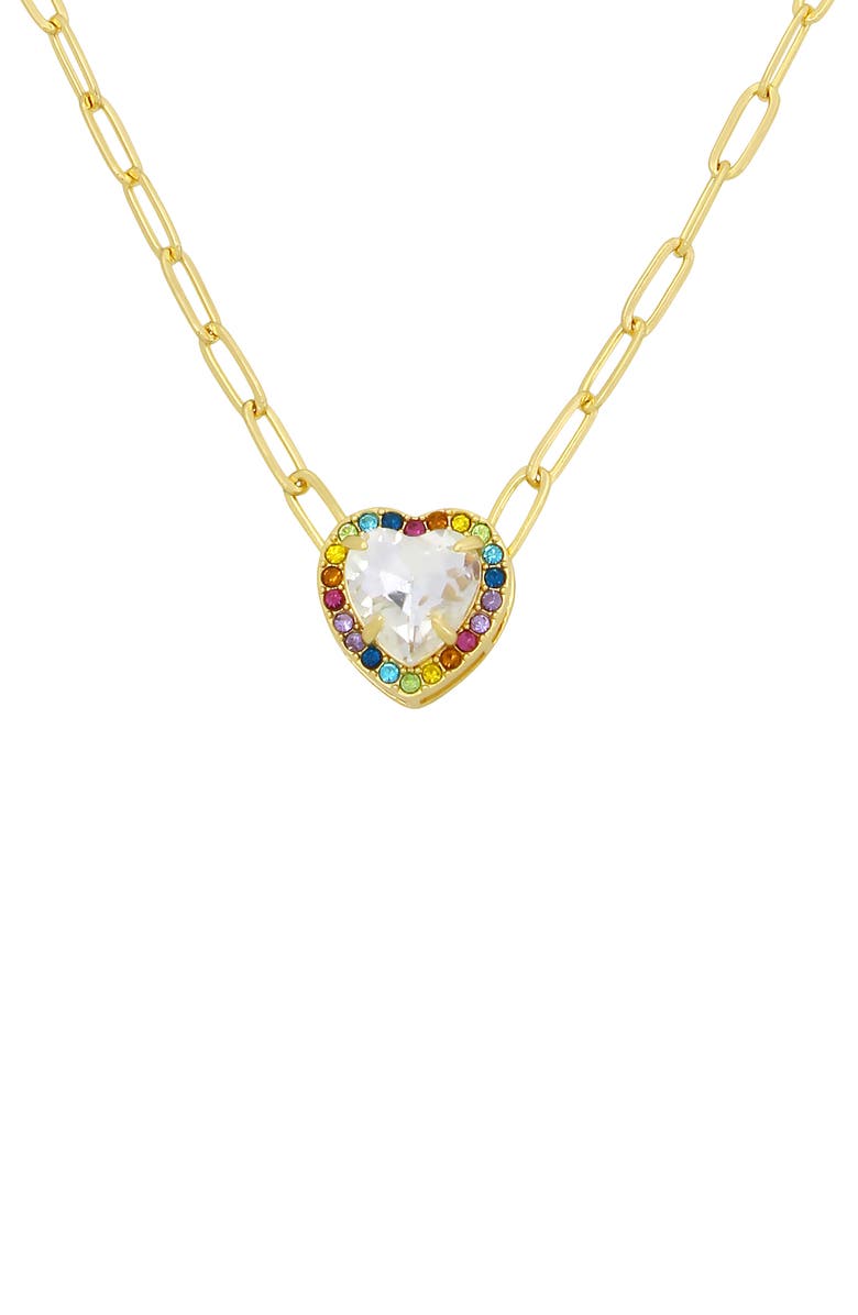 Kurt Geiger London Rainbow Pavé Heart Pendant Necklace, Main, color, 
