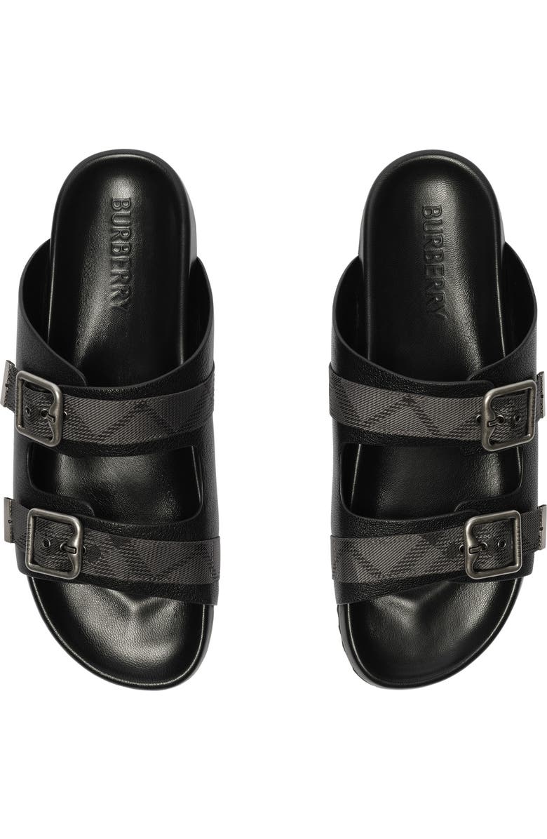 Burberry Leather Urchin Sandals, Alternate, color, Black