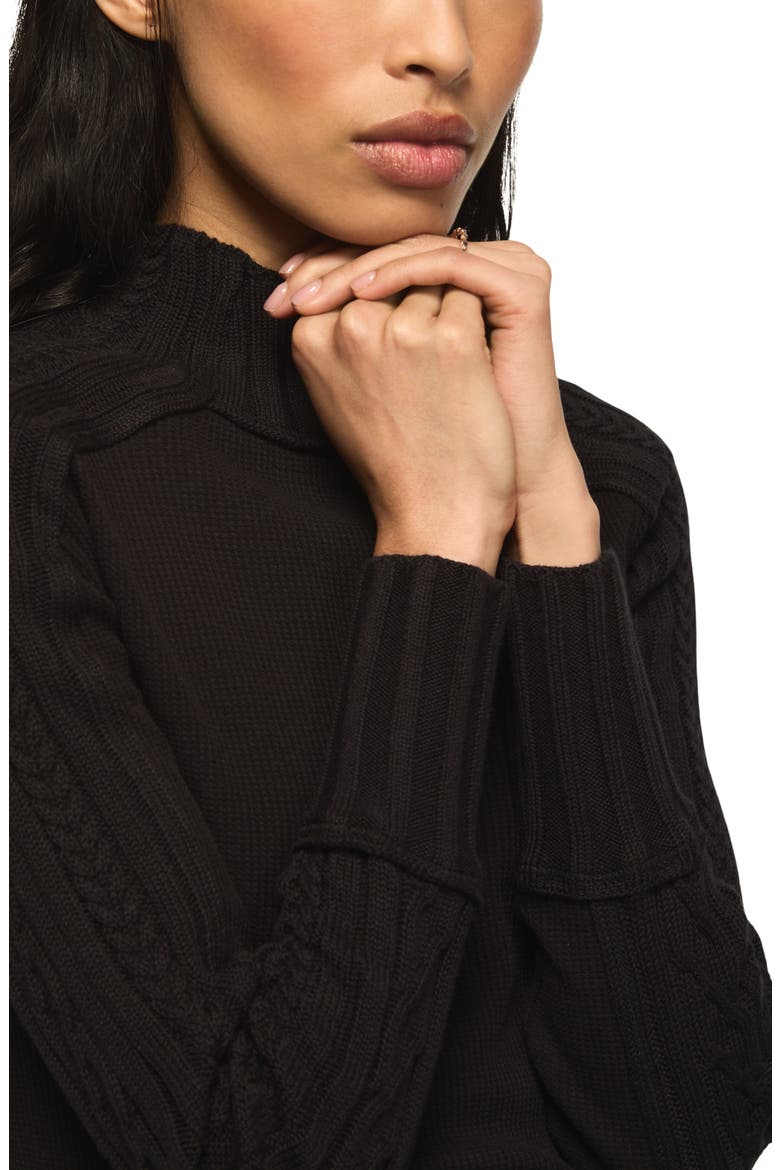 Sweater Mix Turtleneck Top, Alternate, color, METEORITE
