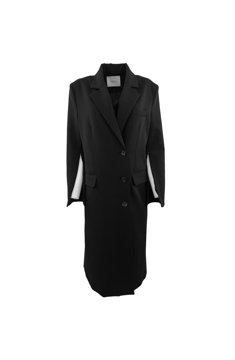 THEO The Label Aphrodite Zip Sleeve Duster Coat, Main, color, Black