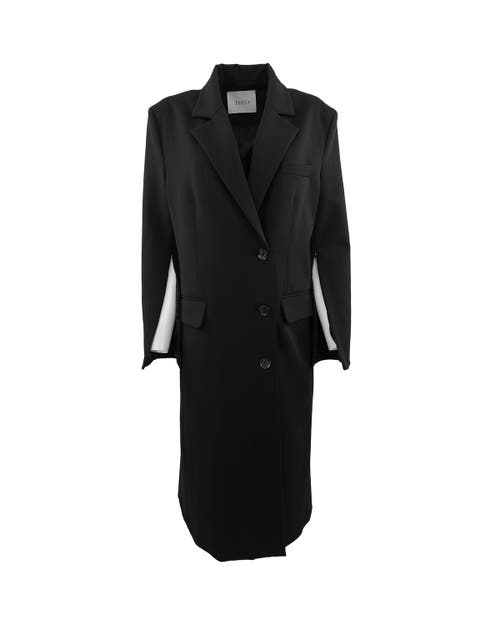 Theo The Label Aphrodite Zip Sleeve Duster Coat In Black