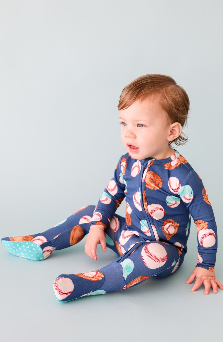 Posh Peanut Homer Double Zip Long Sleeve Footie, Alternate, color,