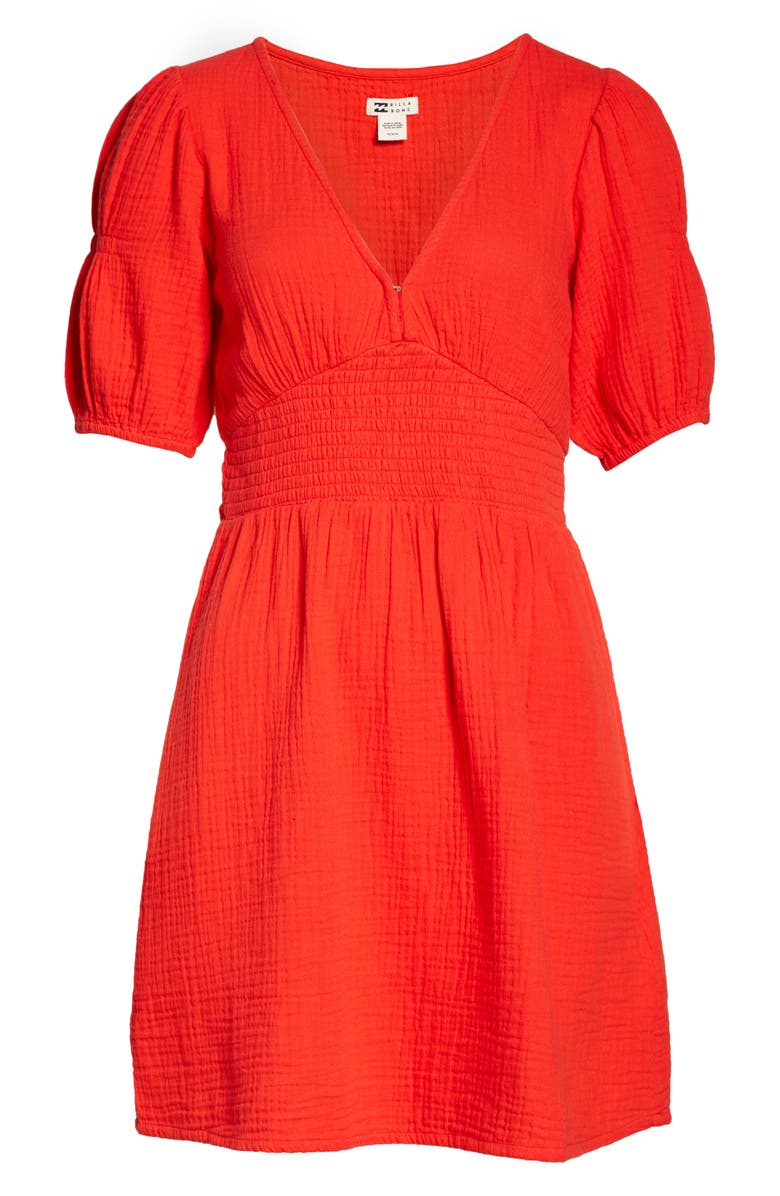 Billabong Spellbound Puff Sleeve Cotton Dress, Alternate, color, 