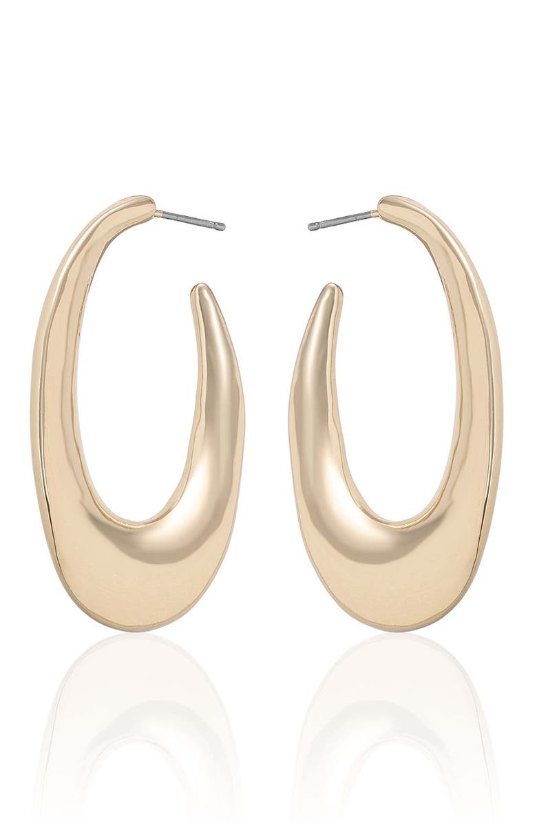 Ettika Flat Oval Hoop Earrings, Alternate, color, Gold