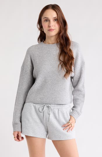 Abound Cozy Crew Pullover Sweater In Gray