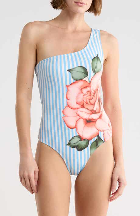 Placement Print One-Shoulder One-Piece Swimsuit