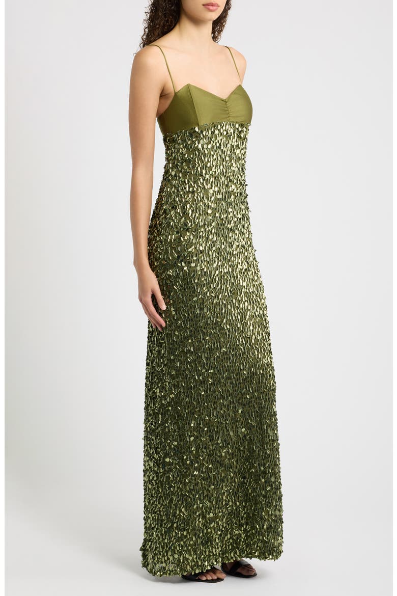 Berri Paillette Column Gown, Alternate, color, MOSS