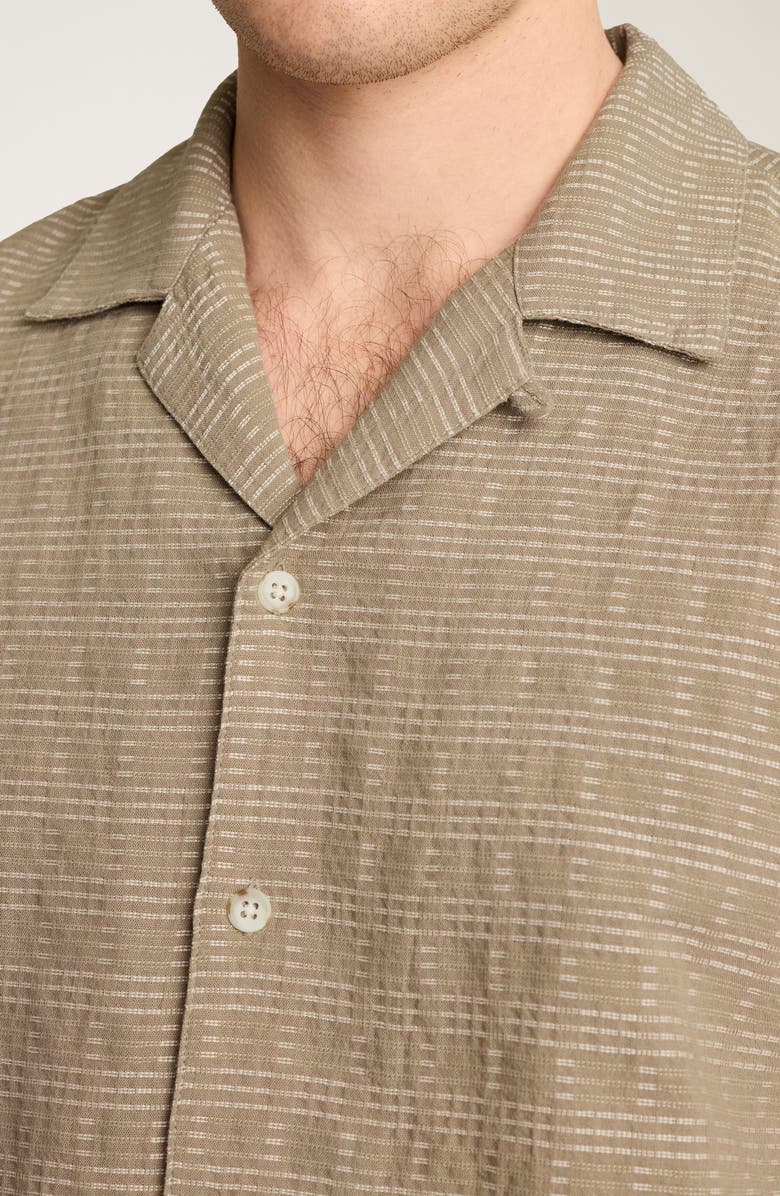Bonobos Resort Riviera Checkered Cotton & Linen Camp Shirt, Alternate, color, Powell Stripe Texture Brown