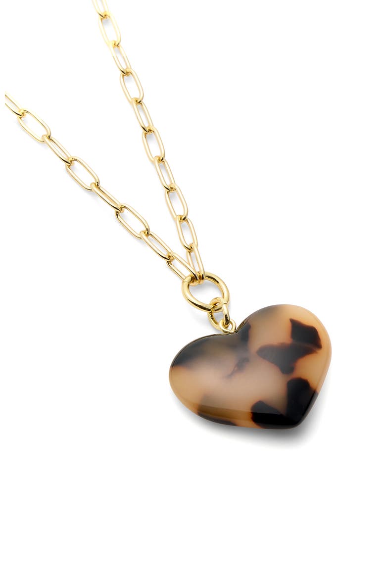 Midi Heart Pendant Necklace, Alternate, color, Blonde Tortoise