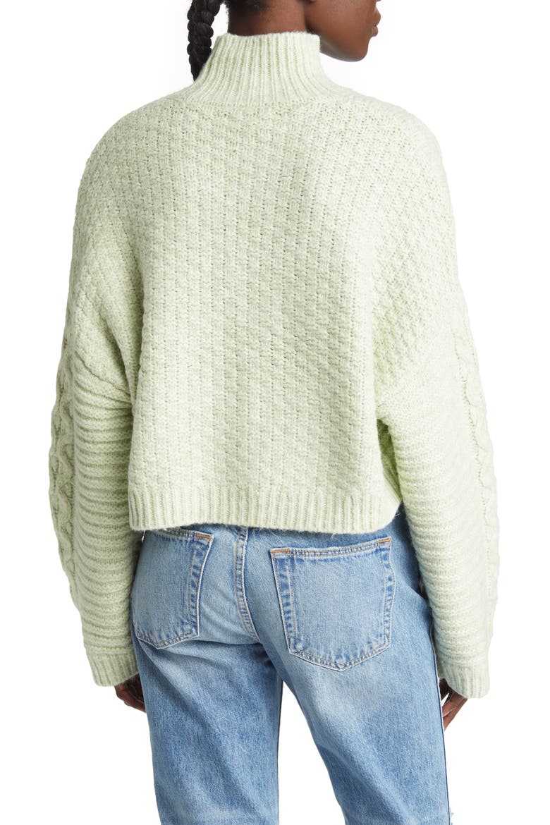 Turtleneck Cable Stitch Sweater, Alternate, color, LIGHT GREEN