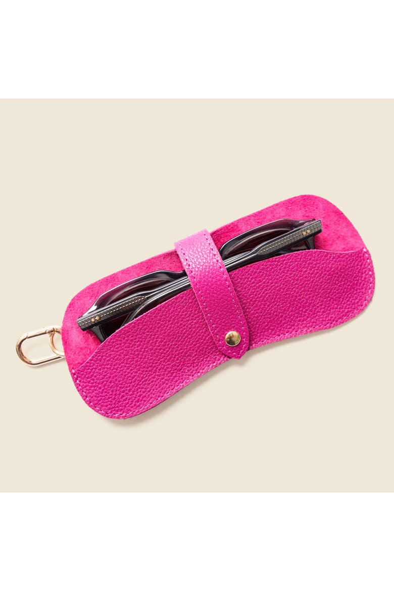 Leather Sunglasses Case with Key Ring, Main, color, Pink