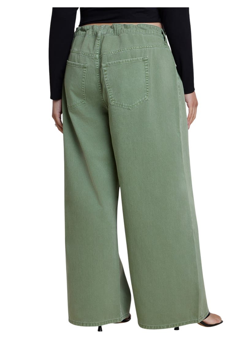 Drawstring Waist Lightweight Wide Leg Jean (plus), Alternate, color, OIL GREEN
