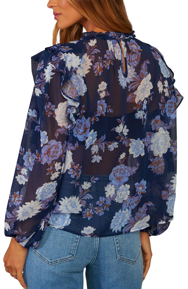 VICI Collection Midnight Sway Floral Ruffle Top, Alternate, color, 