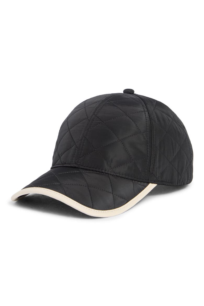Nylon Quilt Baseball Cap, Main, color, BLACK- WHITE
