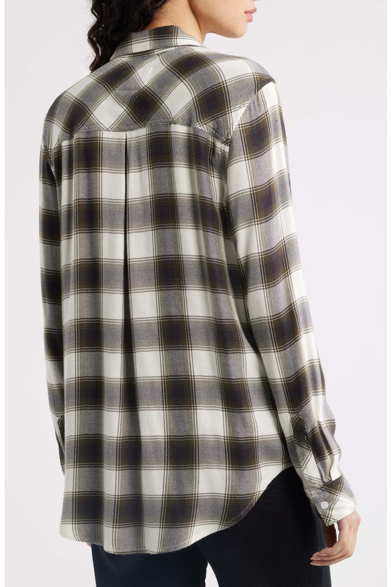 Hunter Plaid Button-Up Shirt, Alternate, color, OLIVE CHARCOAL IVORY