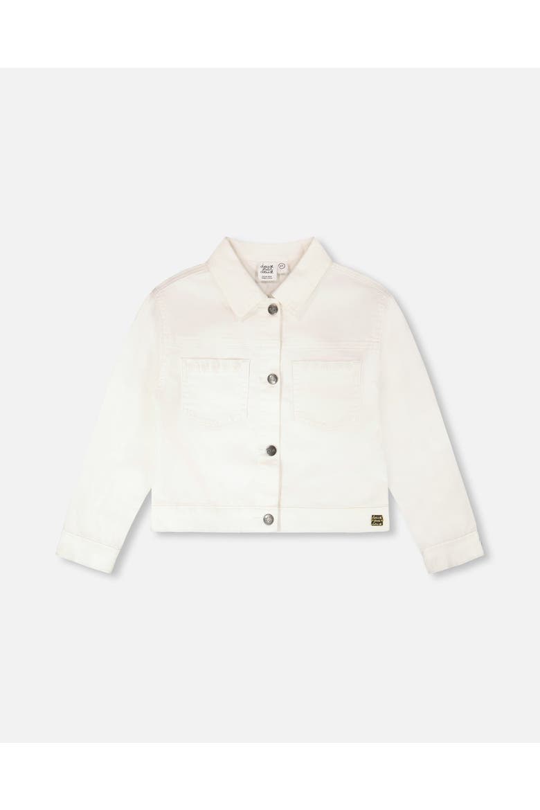 Embroidery Flower Denim Jacket, Main, color, White
