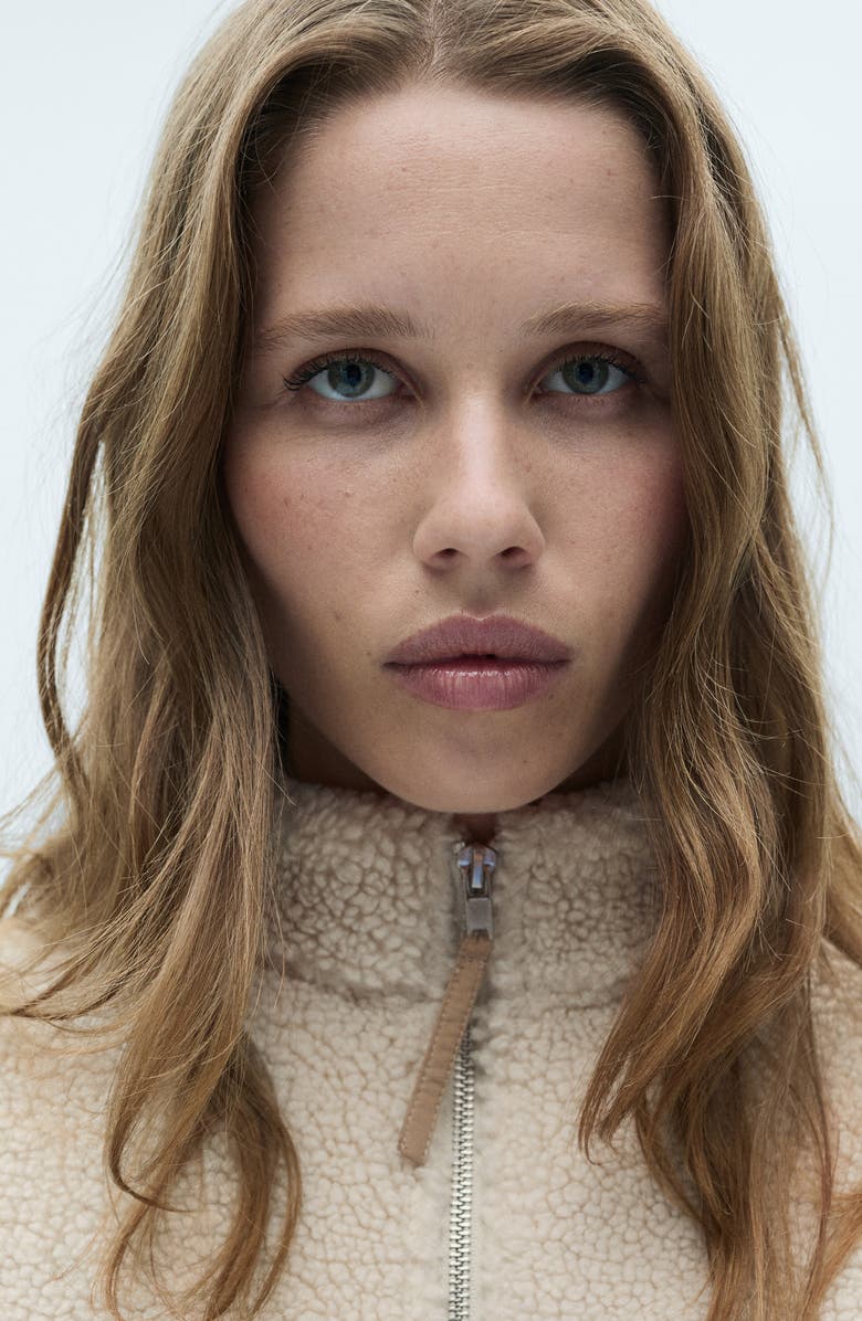 MANGO Faux Shearling Half Zip Pullover, Alternate, color, 