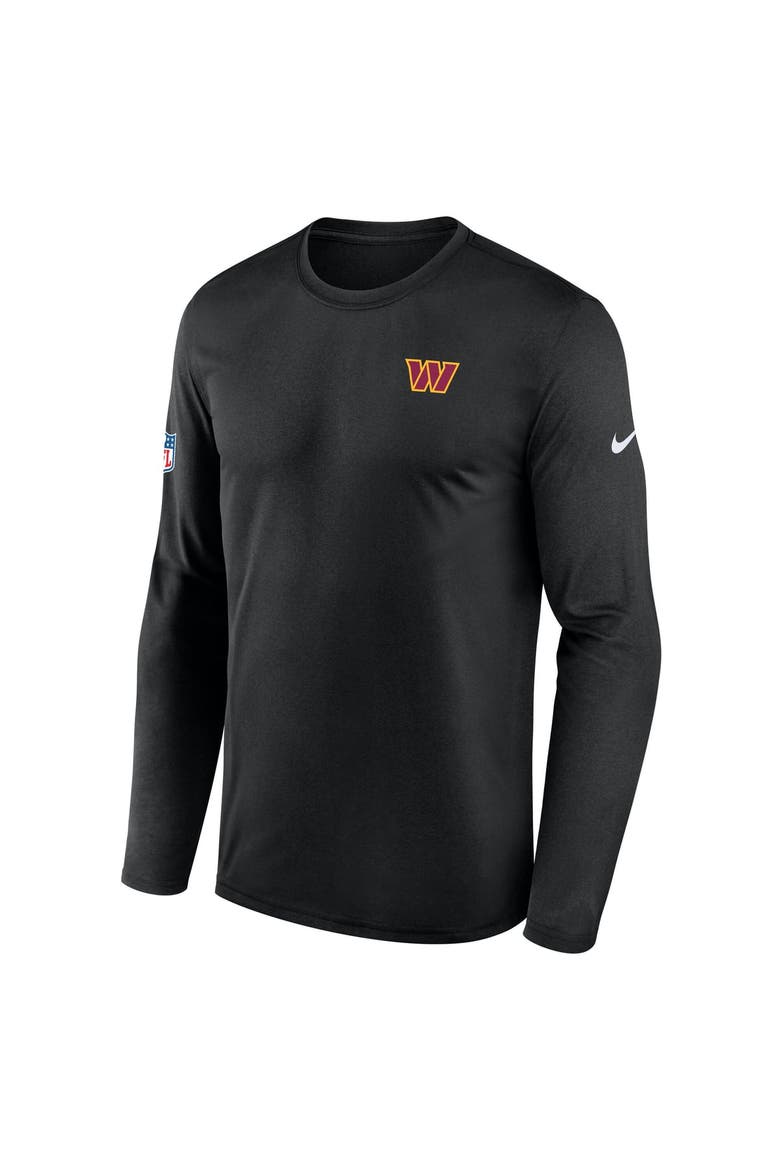 Men's Nike Black Washington Commanders Sideline Small Logo Legend Dri-FIT Long Sleeve T-Shirt, Alternate, color, Black