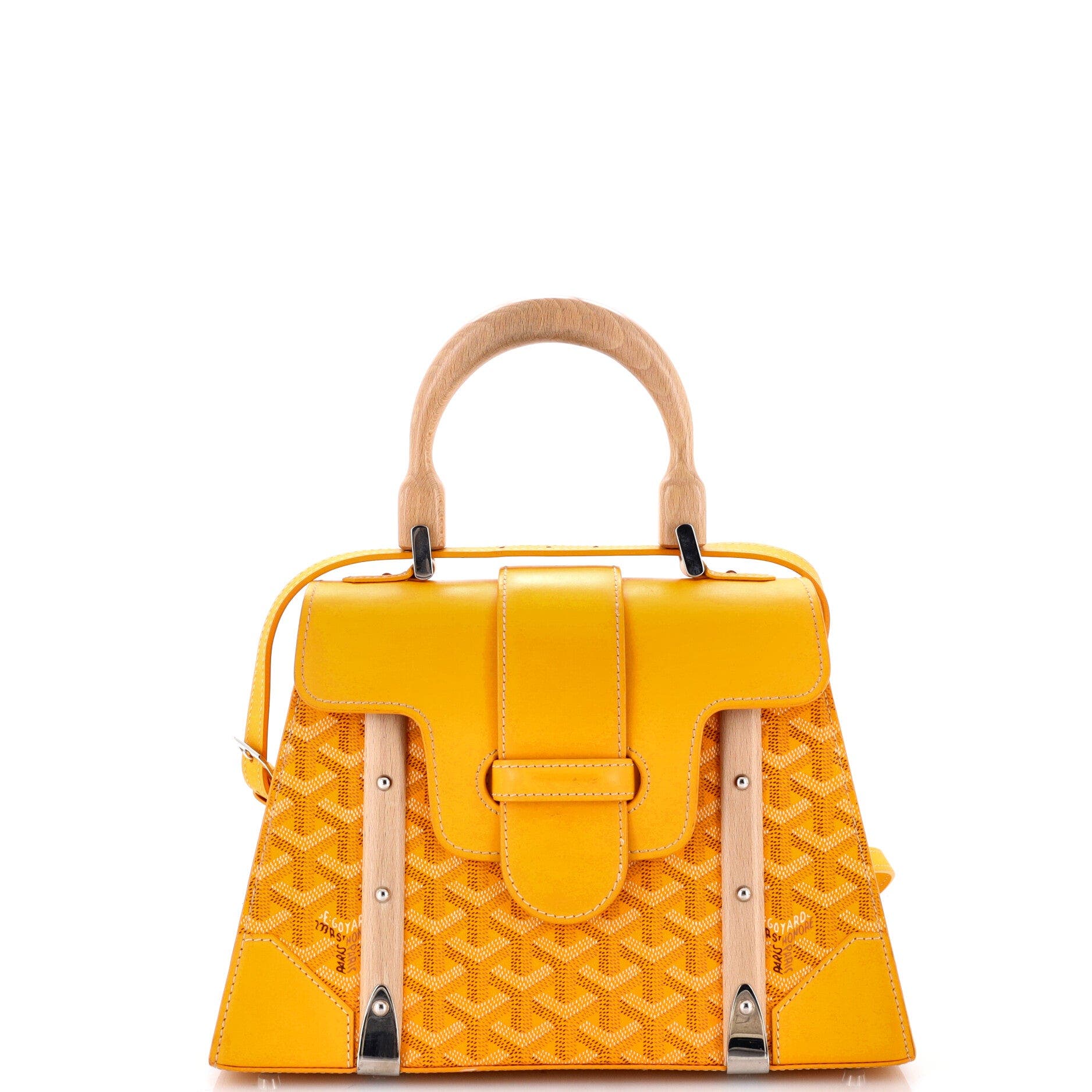 Saigon Top Handle Bag Coated Canvas with Leather PM, Main, color, Yellow