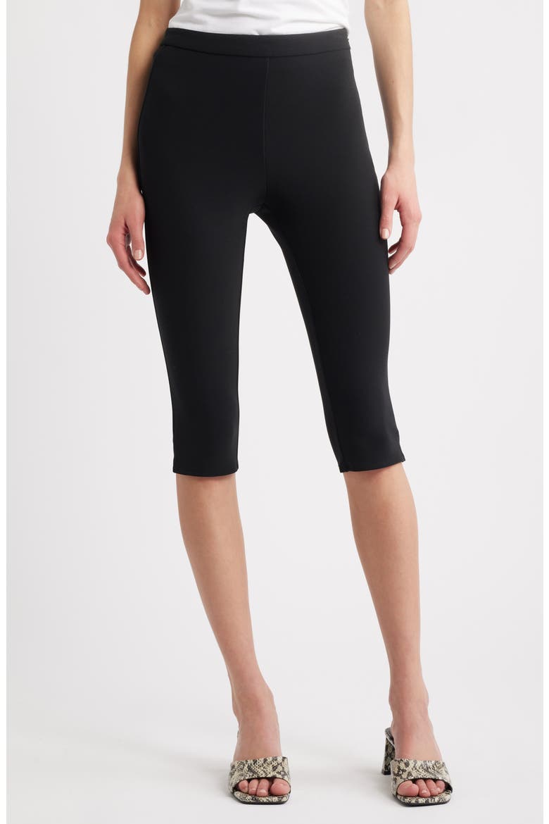 Crepe Capri Leggings, Main, color, BLACK