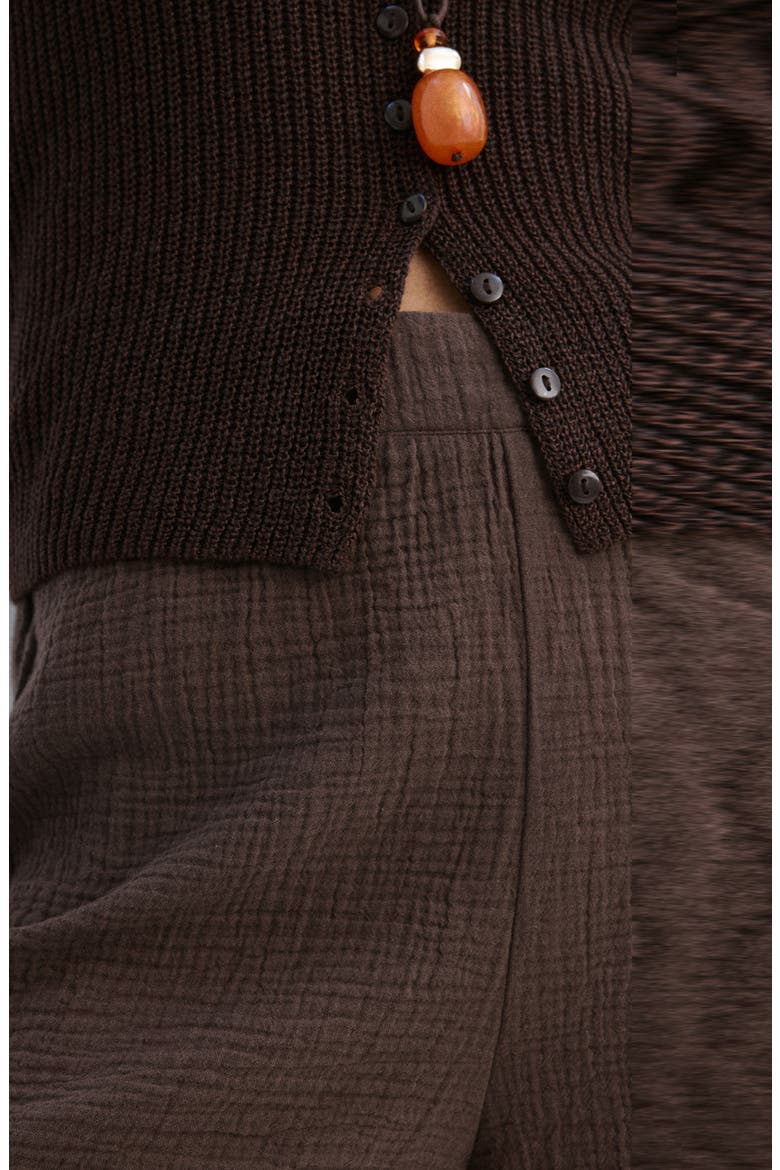 Scalloped Cotton Shorts, Alternate, color, CHOCOLATE
