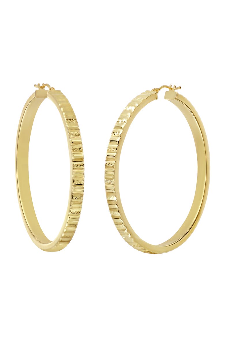 14K Gold Textured Hoop Earrings, Main, color, 14K YELLOW GOLD