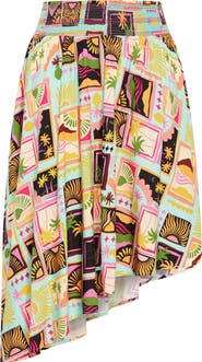 City Chic Eva Smocked Waist Asymmetric Skirt