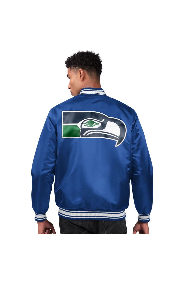 Men's Starter  Royal Seattle Seahawks Locker Room Satin Full-Snap Varsity Jacket, Alternate, color, Royal