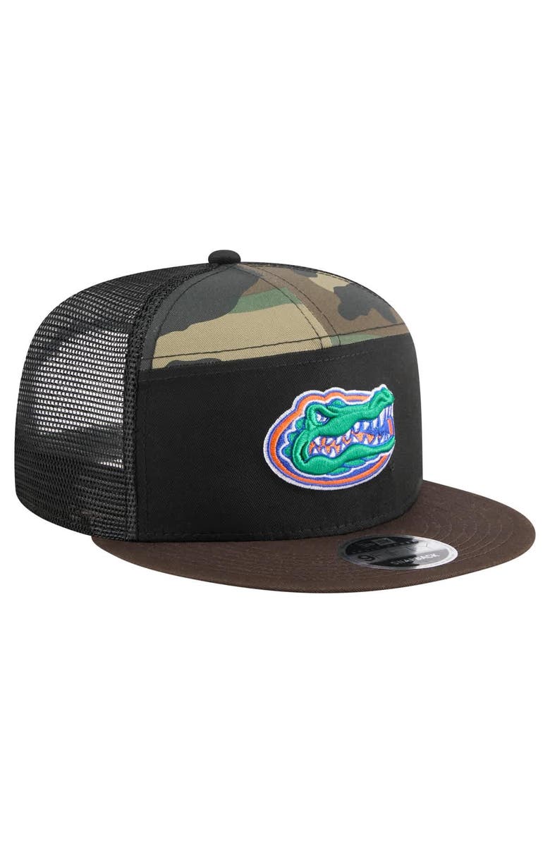 New Era Men's New Era Camo/Black Florida Gators Outdoor Wide Panel 9FIFTY Snapback Trucker Hat, Alternate, color, 