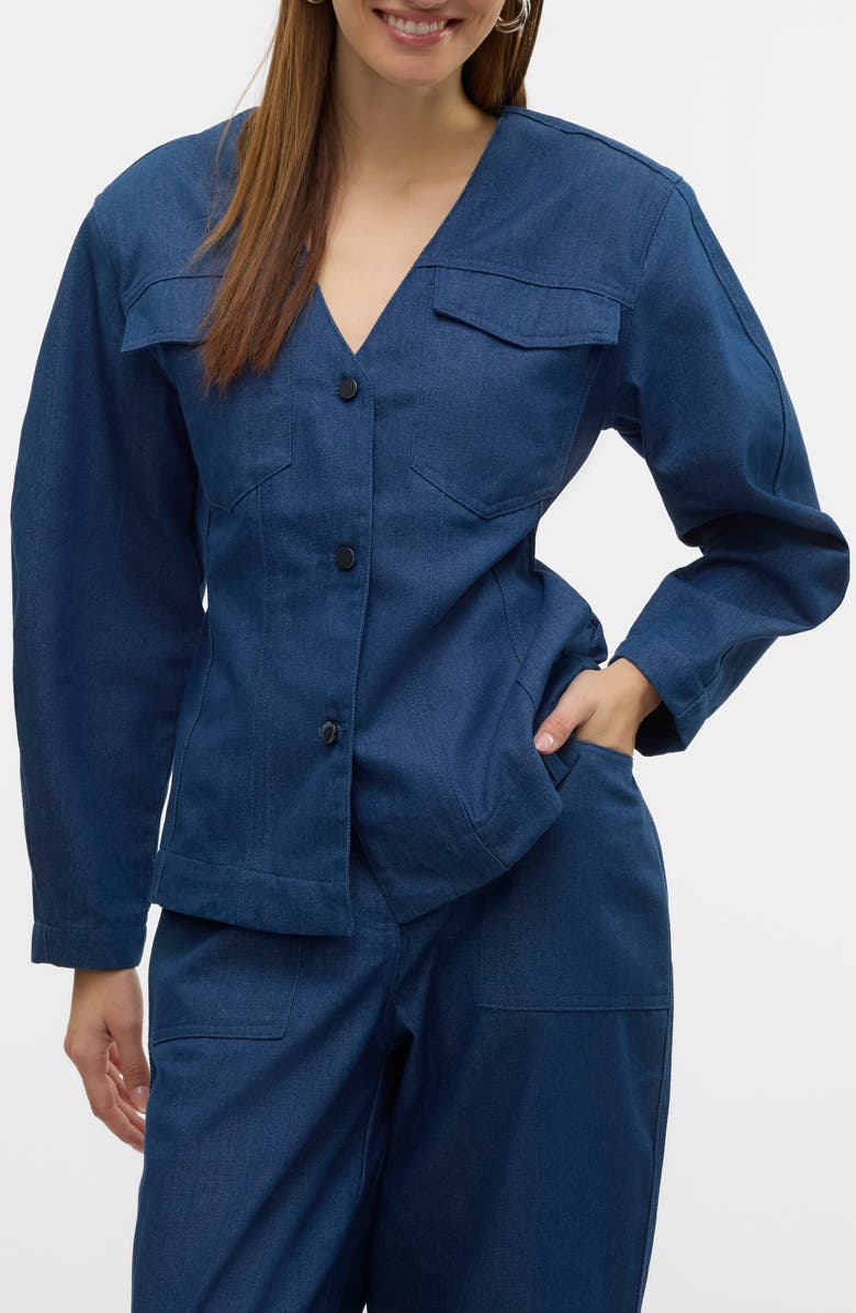 VERO MODA Carla Denim Shacket, Main, color, Blue Indigo