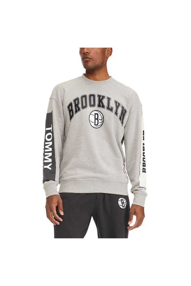 Men's Tommy Jeans Gray Brooklyn Nets James Patch Pullover Sweatshirt, Main, color, Gray