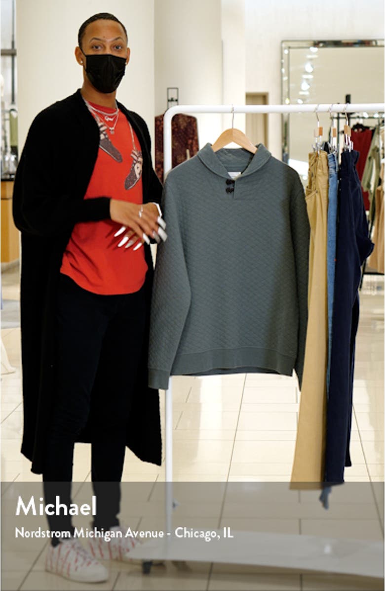 Diamond Quilt Shawl Collar Sweatshirt, sales video thumbnail