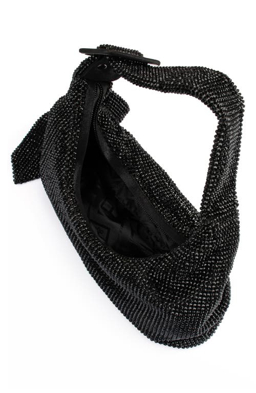 Olga Berg Calypso Crystal Mesh Shoulder Bag In Black
