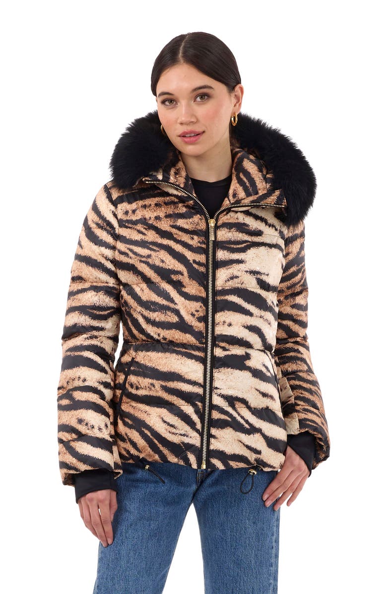 GORSKI Apres-Ski Jacket With Detachable Toscana Hood Trim, Main, color, Brown Zbra/Black